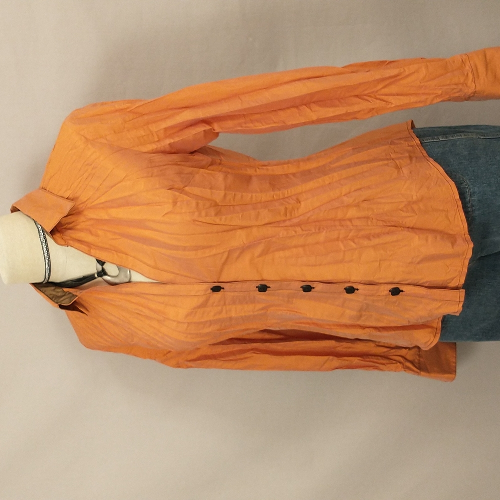 Sexy Orange Shirt by Beluva San Francisco Made n USA Fabulous Fabric Plunge Neck